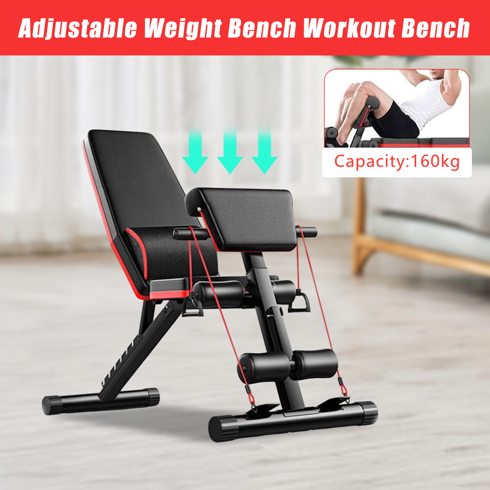 Home Gym In Apartment - Multifunctional Foldable Weight Bench, Height Adjustable