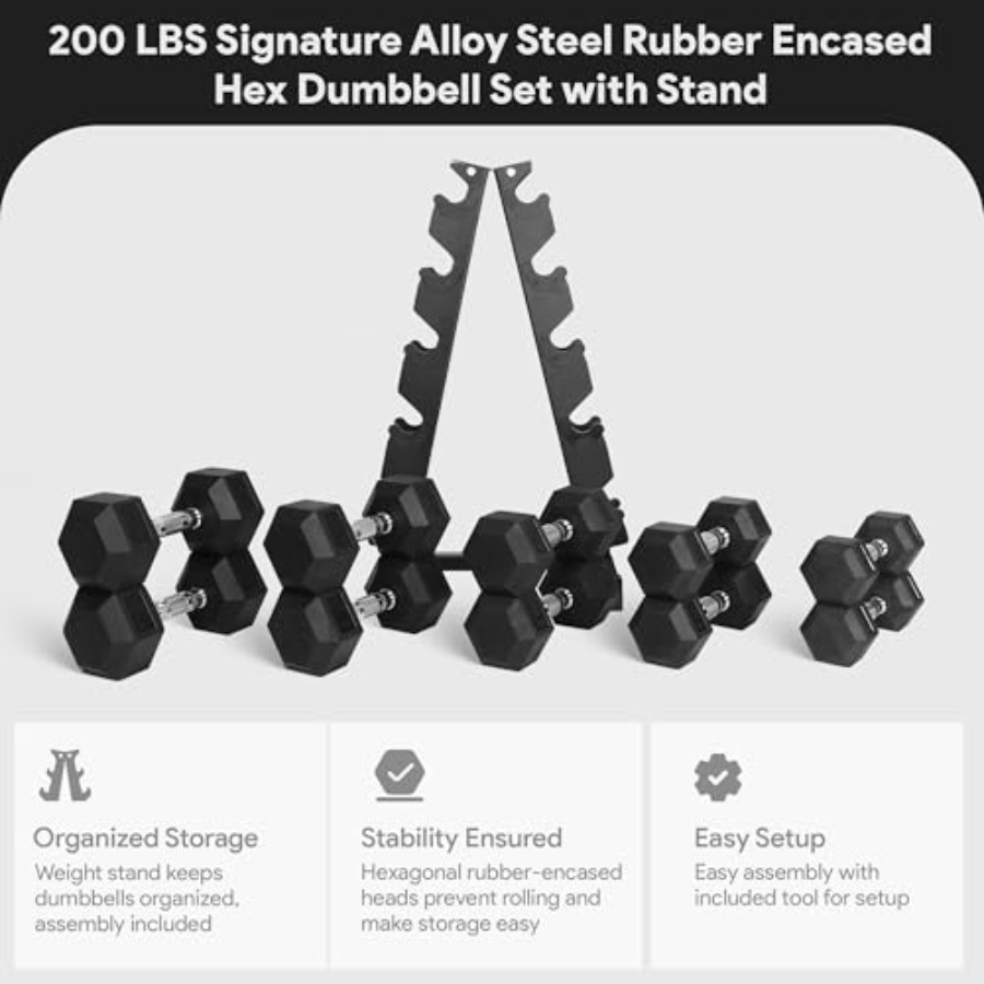 Rubber Coated Hex Dumbbell Set - Home Gym Body Solid reseña y precio