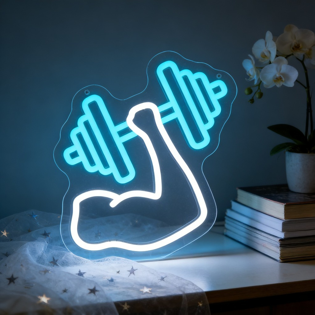 Muscle Arm Dumbbell Neon Sign  - Home Gym Neon Sign reseña y precio