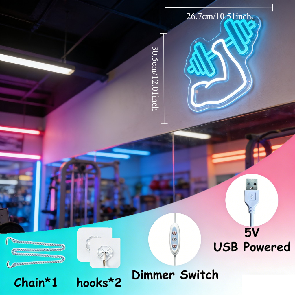 Muscle Arm Dumbbell Neon Sign  - Home Gym Neon Sign reseña y precio