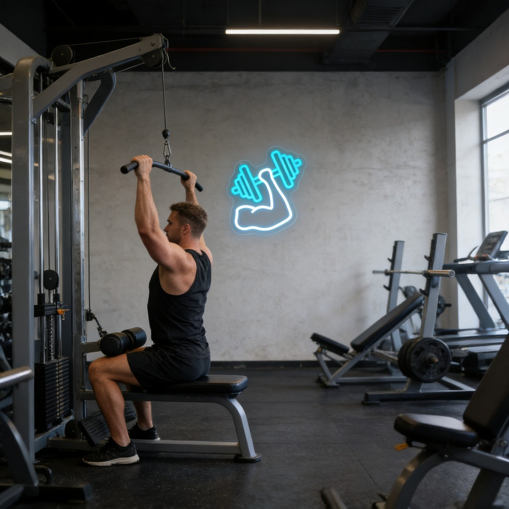 Muscle Arm Dumbbell Neon Sign  - Home Gym Neon Sign reseña y precio