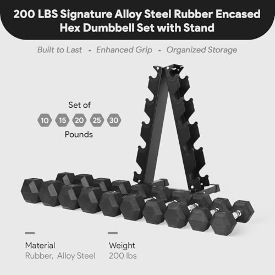 Rubber Coated Hex Dumbbell Set - Home Gym Body Solid reseña y precio
