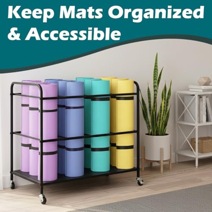 Yoga Mat Rack Storage Basket w - All In One Gym Home Equipment reseña y precio