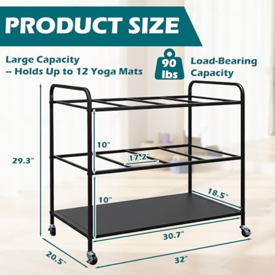 Yoga Mat Rack Storage Basket w - All In One Gym Home Equipment reseña y precio