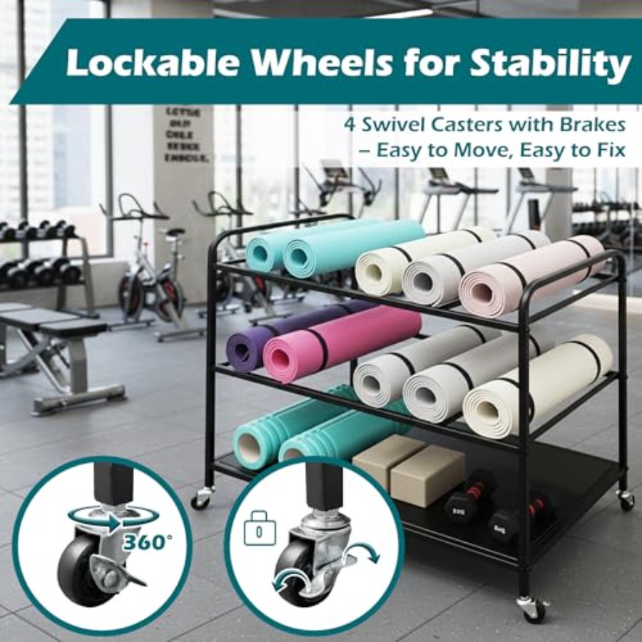 Yoga Mat Rack Storage Basket w - All In One Gym Home Equipment reseña y precio