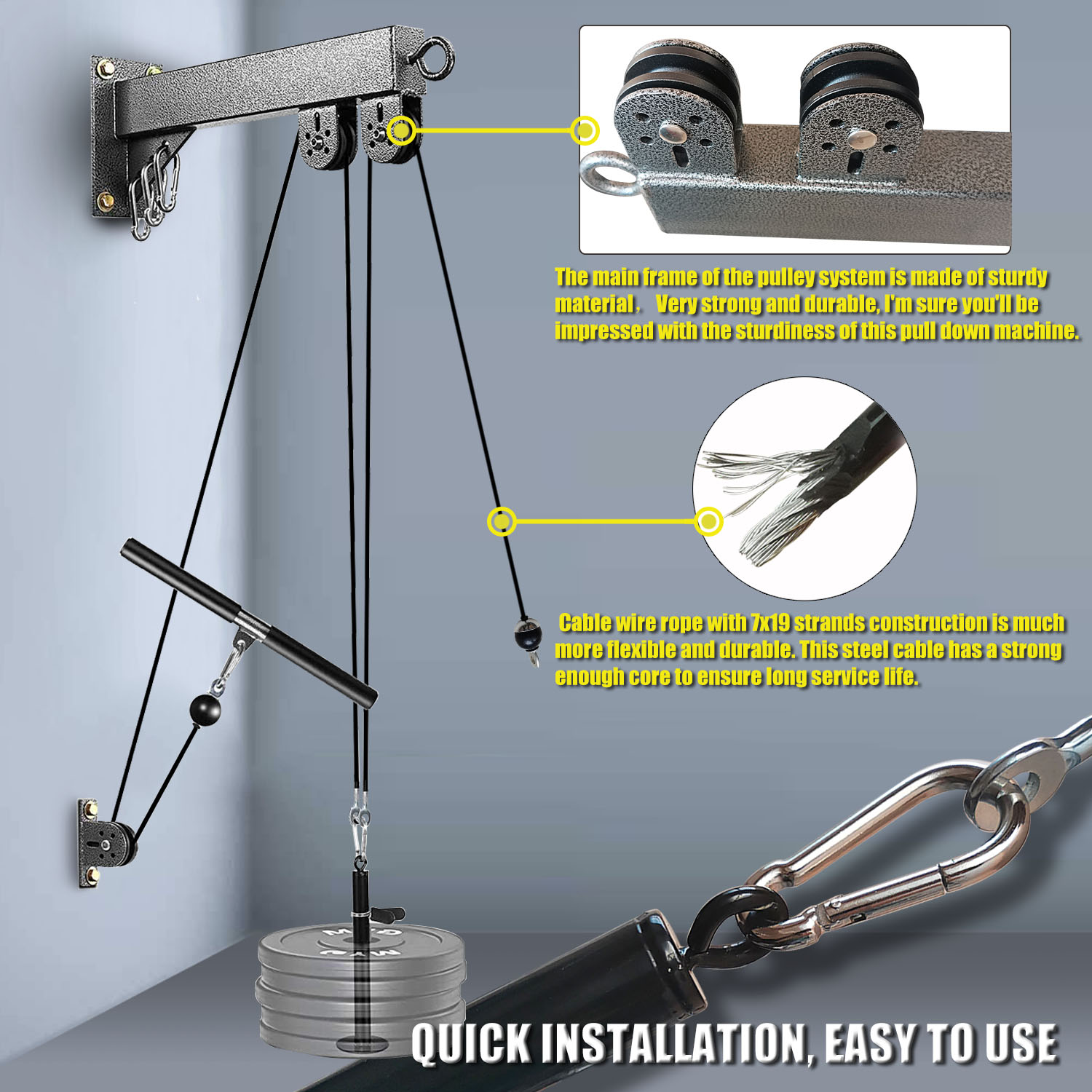 Fitness Wall Mounted Pulley Sy - Cable Pulley System reseña y precio