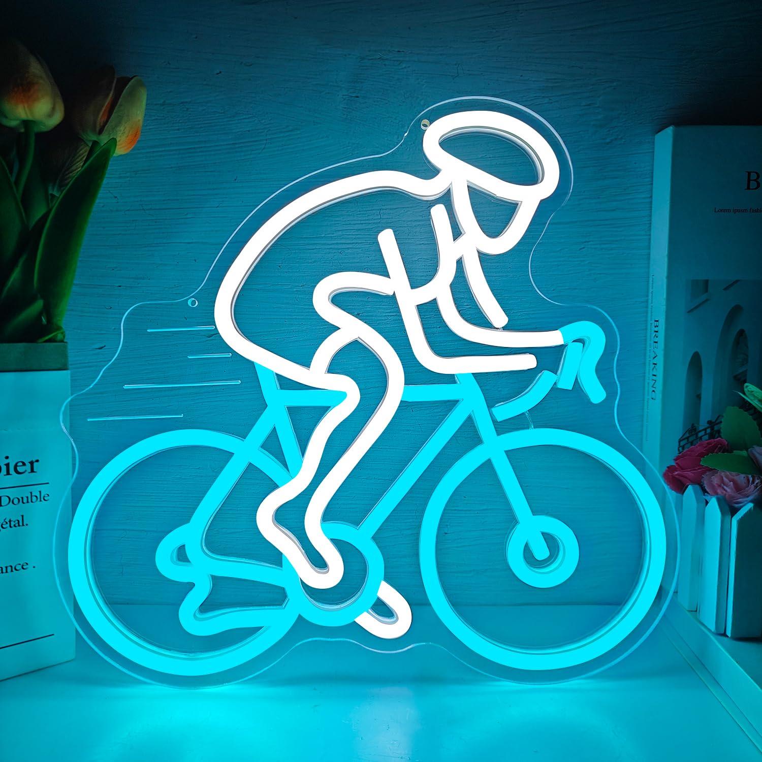 Cyclist Riding Bike Neon Sign  - Home Gym Neon Sign reseña y precio