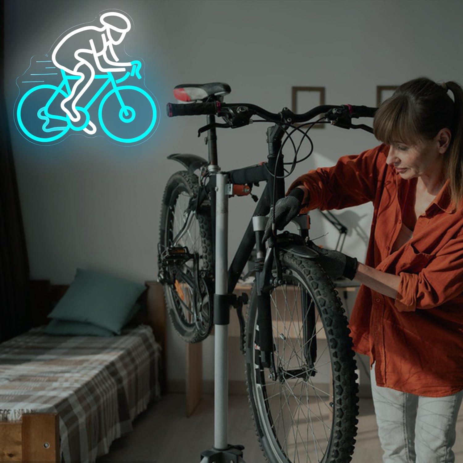 Cyclist Riding Bike Neon Sign  - Home Gym Neon Sign reseña y precio