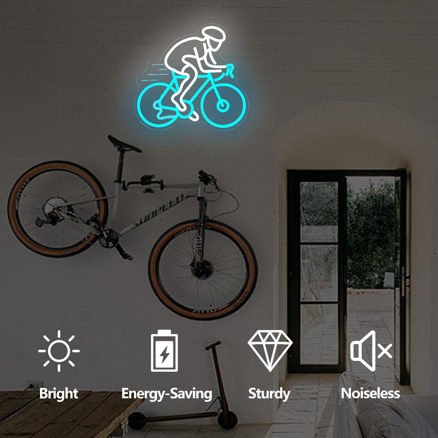 Cyclist Riding Bike Neon Sign  - Home Gym Neon Sign reseña y precio