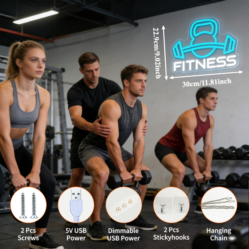 Fitness Neon Sign LED Wall Art - Home Gym Neon Sign reseña y precio