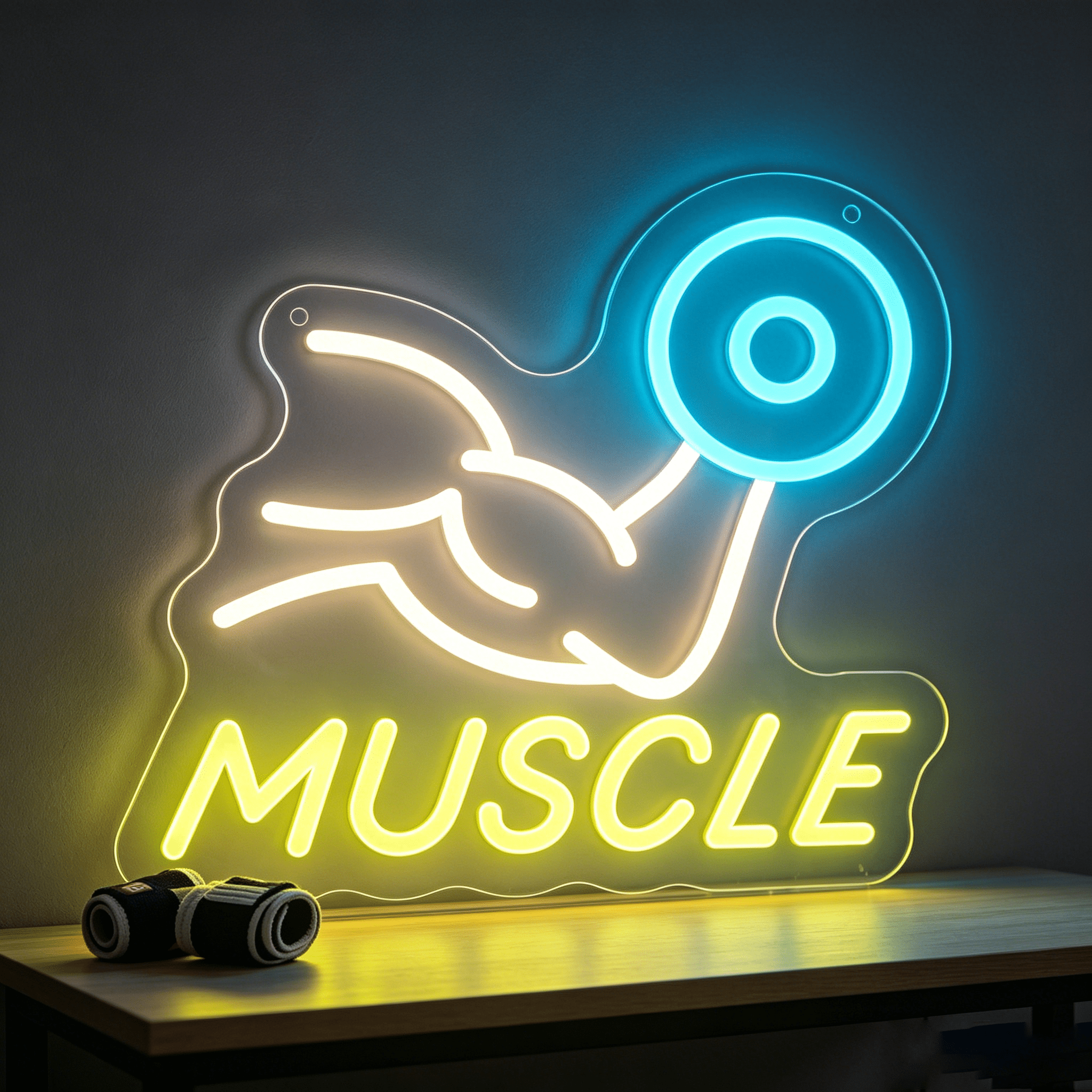 Muscle Neon Sign LED USB Dimma - Home Gym Neon Sign reseña y precio